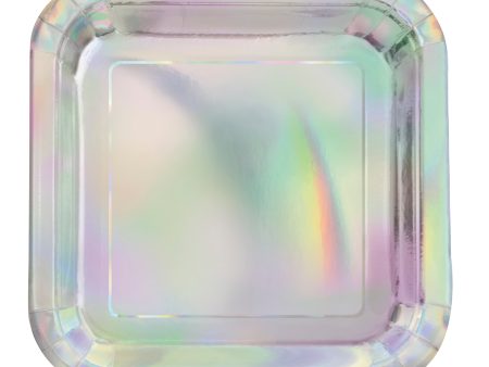 Iridescent Foil Square 9  Dinner Plates, 8ct on Sale