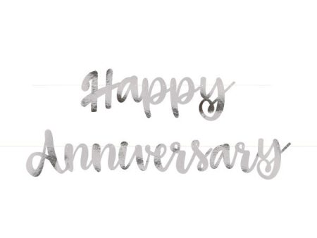 Silver Script Foil  Happy Anniversary  Banner, 1ct Supply