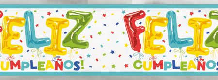 Foil Feliz Cumpleanos Balloon Birthday Banner, 12 ft Online now