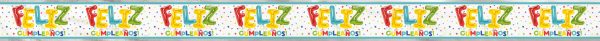 Foil Feliz Cumpleanos Balloon Birthday Banner, 12 ft Online now