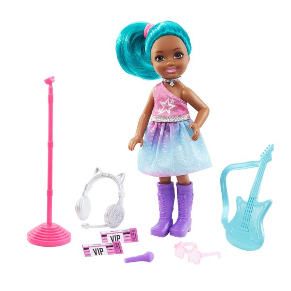 Barbie Chelsea Can Be Playset with Brunette Chelsea Rockstar Doll (6-in), Guitar, Microphone, Headphones, 2 VIP Tickets, Star-Shaped Glasses Cheap