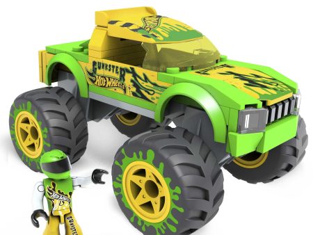 Hot Wheels Mega Gunkster Monster Truck Building Set with 69 Pieces with Micro Figure Driver Figure Online Sale