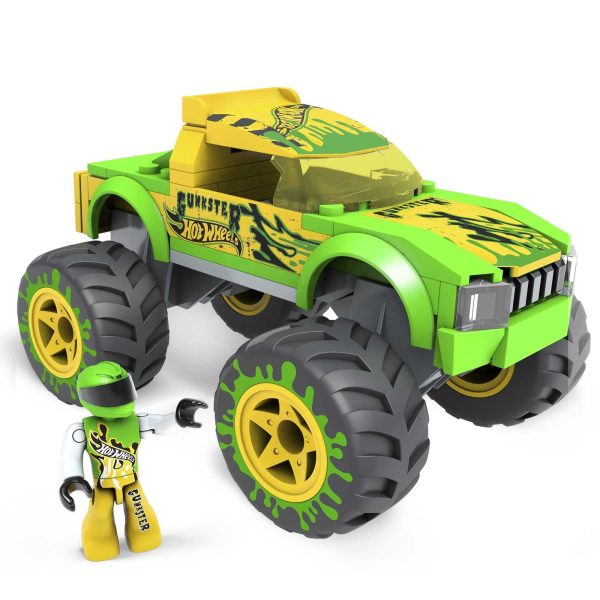 Hot Wheels Mega Gunkster Monster Truck Building Set with 69 Pieces with Micro Figure Driver Figure Online Sale