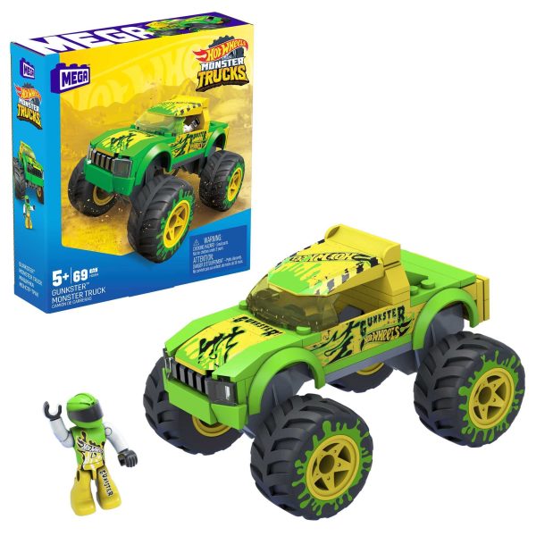 Hot Wheels Mega Gunkster Monster Truck Building Set with 69 Pieces with Micro Figure Driver Figure Online Sale